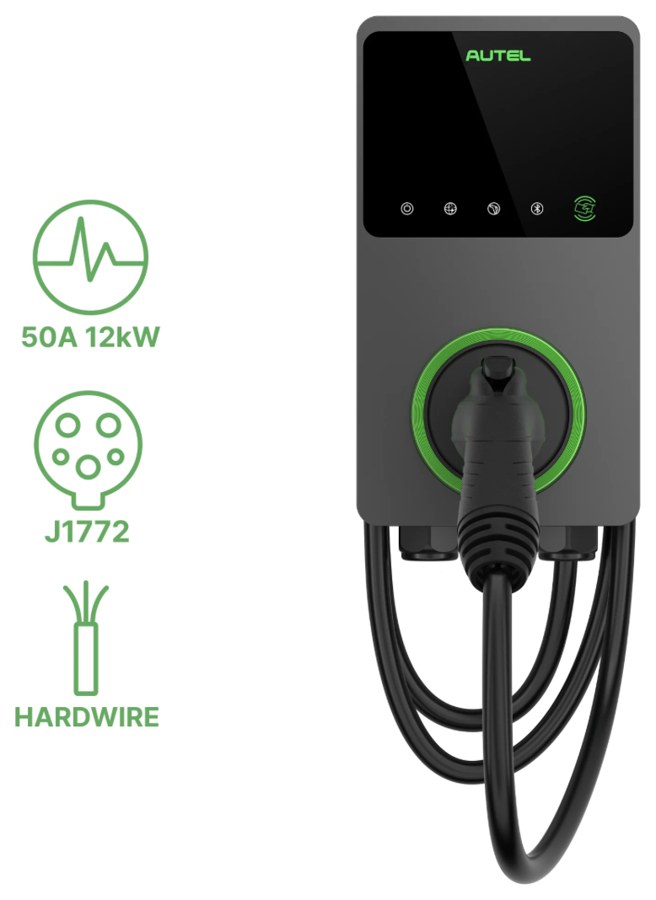 Autel MaxiCharger AC Elite 50A, 12 kW, J1772 connector, hardwired